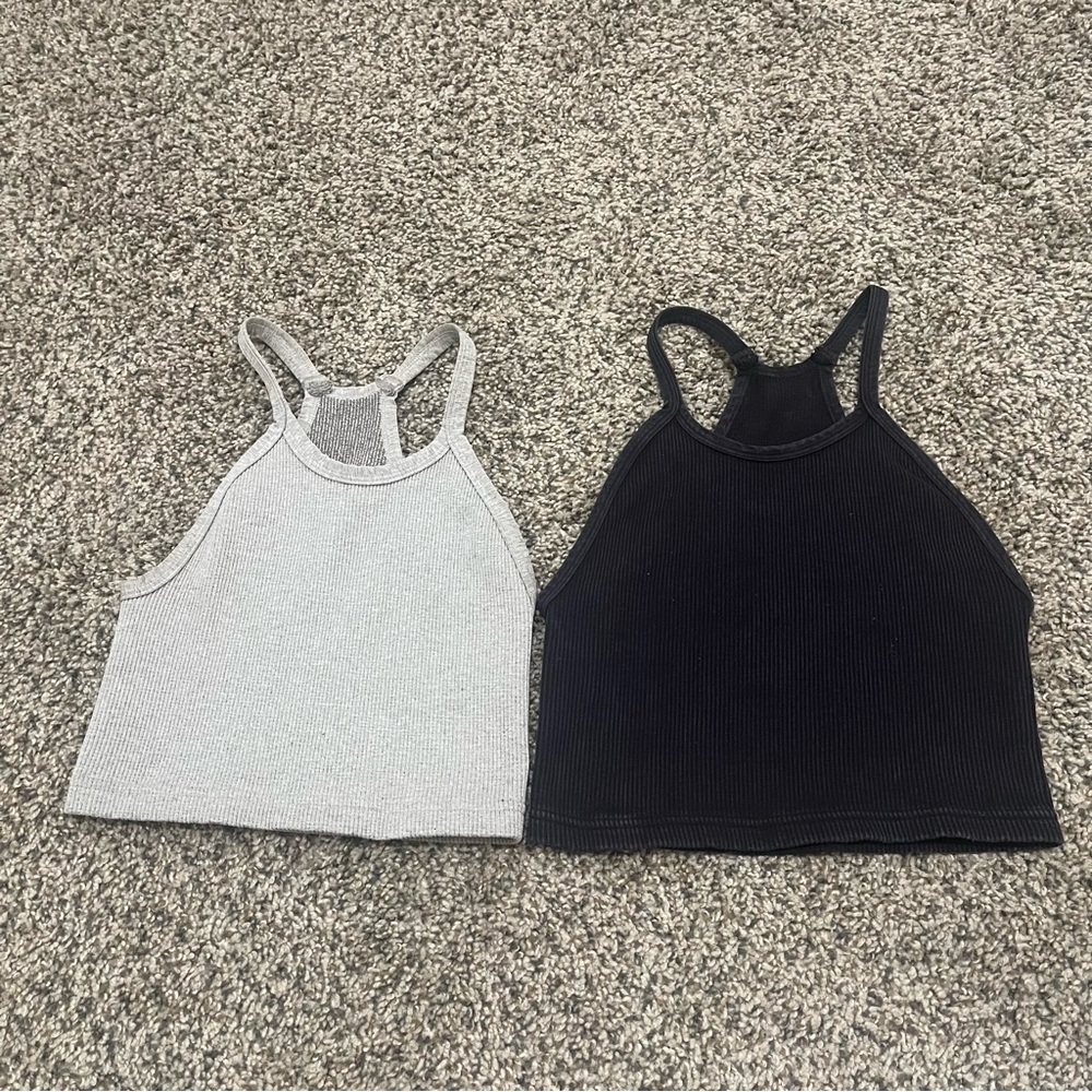FP Movement by Free People Happiness Runs Cropped Tank Grey/Washed Black XS/S
